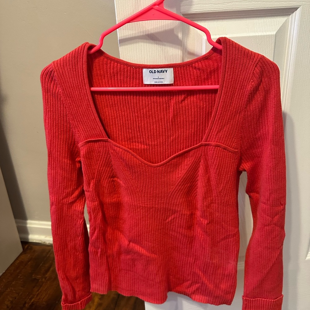 Old Navy Women's Vibrant Red Long Sleeve Top